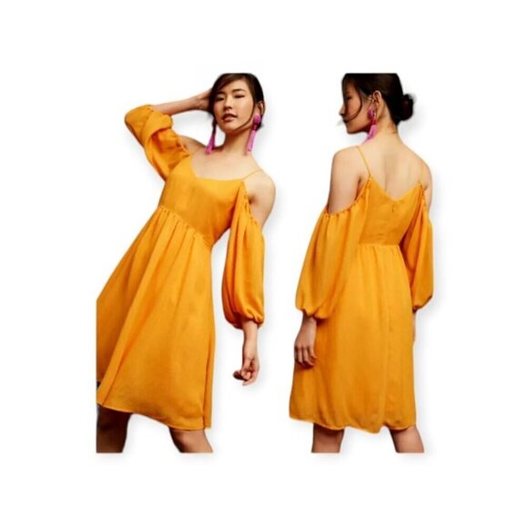 Anthropologie Carina Off Shoulder Dress Mango Small - Picture 2 of 16